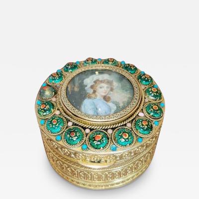 Early 19C French Gold Box with Enamel and Miniature Portrait