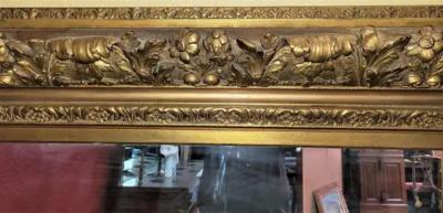 Early 19C Large English Baroque Gilt Floral Wall Mirror