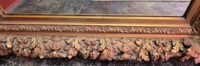 Early 19C Large English Baroque Gilt Floral Wall Mirror