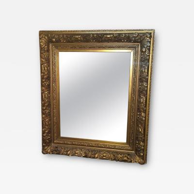 Early 19C Large English Baroque Gilt Floral Wall Mirror