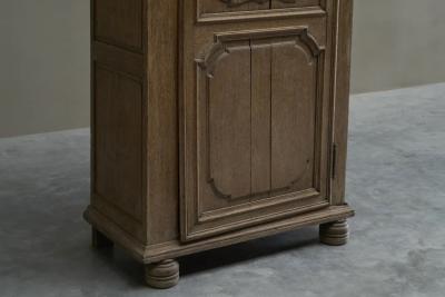 Early 19th C Tall French Single Door Armoire or Bonneti re Cabinet in Solid Oak