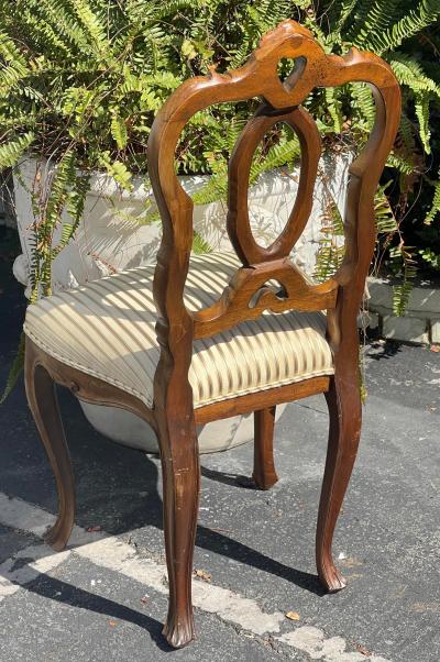 Early 19th Century Antique Carved Venetian Silk Upholstered Side Chair