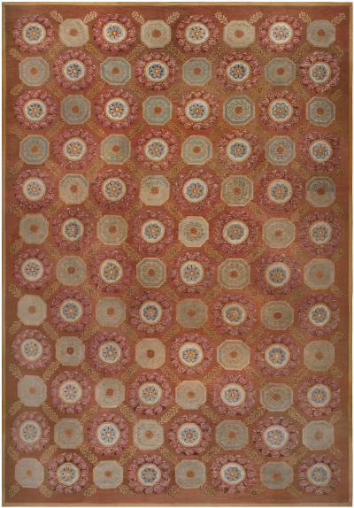 Early 19th Century Aubusson Brown Handmade Wool Rug