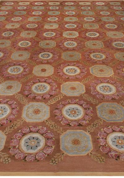 Early 19th Century Aubusson Brown Handmade Wool Rug