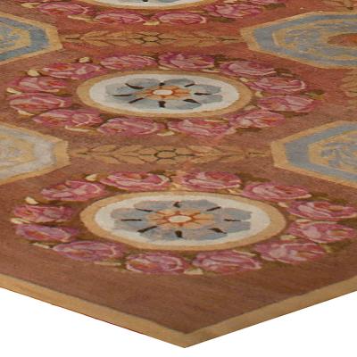 Early 19th Century Aubusson Brown Handmade Wool Rug