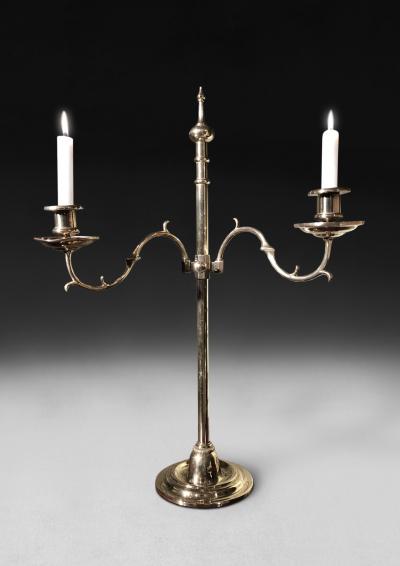 Early 19th Century Brass 2 light adjustable candelabra