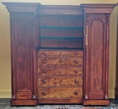 Early 19th Century British Mahogany Gothic Revival Wardrobe