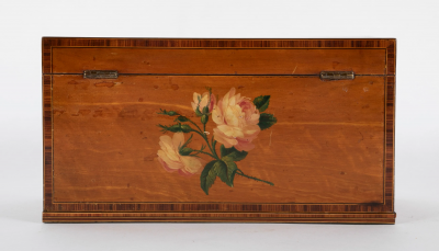 Early 19th Century English Satinwood Painted Tea Caddy