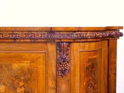 Early 19th Century English Victorian Style Walnut Marquetry Credenza Sideboard