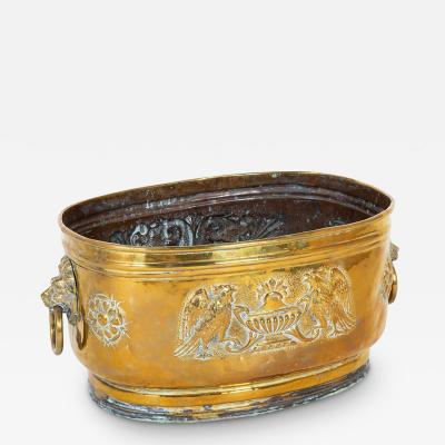 Early 19th Century Extra Large English Brass Jardiniere on Later Stand