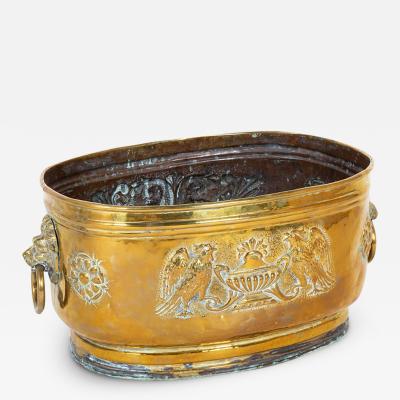 Early 19th Century Extra Large English Brass Jardiniere on Later Stand