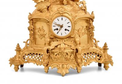 Early 19th Century French Napoleon III Gilt Bronze Figural Mantel Clock