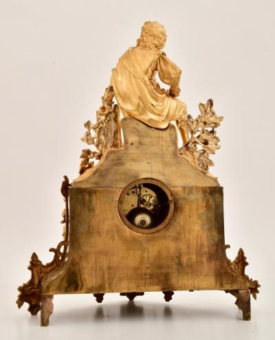 Early 19th Century French Napoleon III Gilt Bronze Figural Mantel Clock