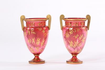 Early 19th Century Gilt Glass Pair Vases Urns