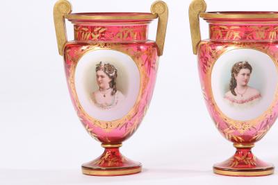 Early 19th Century Gilt Glass Pair Vases Urns