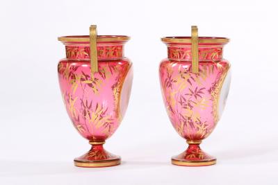 Early 19th Century Gilt Glass Pair Vases Urns