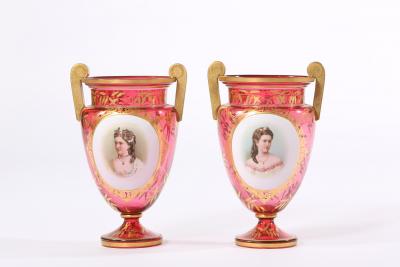 Early 19th Century Gilt Glass Pair Vases Urns