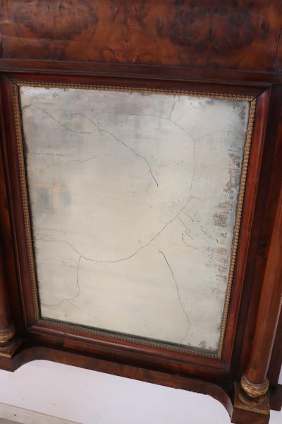 Early 19th Century Italian Empire Walnut Antique Wall Mirror