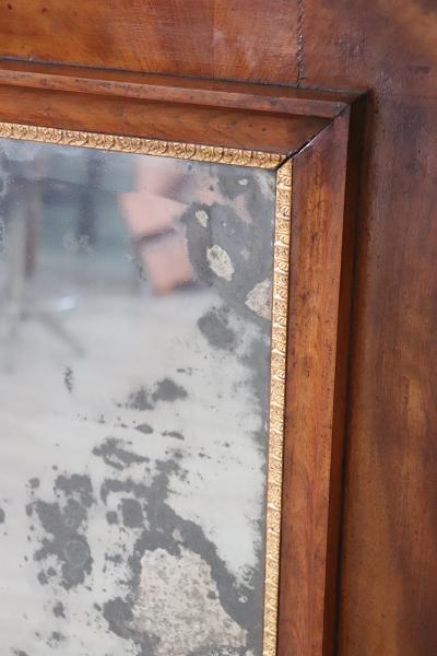 Early 19th Century Italian Empire Walnut Antique Wall Mirror
