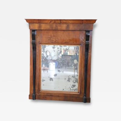 Early 19th Century Italian Empire Walnut Antique Wall Mirror
