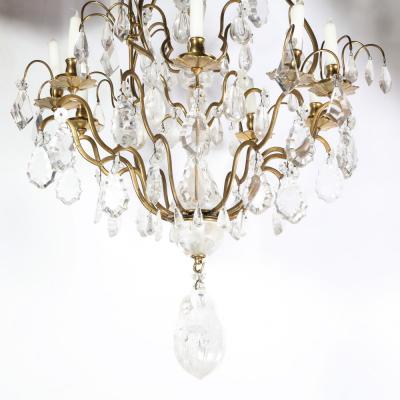 Early 19th Century Louis XV Nine Arm Rock Crystal Bronze Sculptural Chandelier