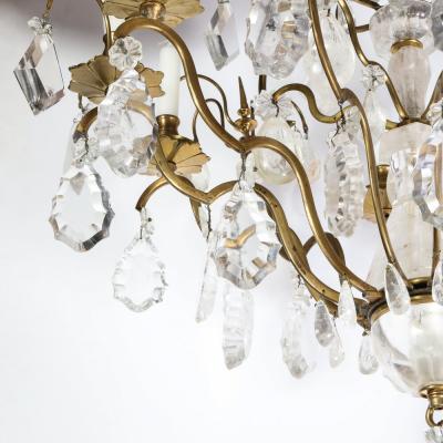 Early 19th Century Louis XV Nine Arm Rock Crystal Bronze Sculptural Chandelier