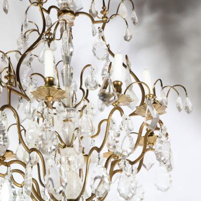 Early 19th Century Louis XV Nine Arm Rock Crystal Bronze Sculptural Chandelier