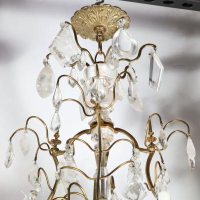 Early 19th Century Louis XV Nine Arm Rock Crystal Bronze Sculptural Chandelier