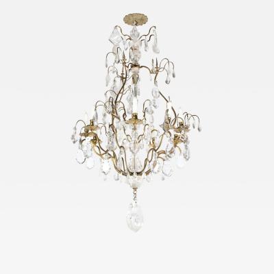 Early 19th Century Louis XV Nine Arm Rock Crystal Bronze Sculptural Chandelier