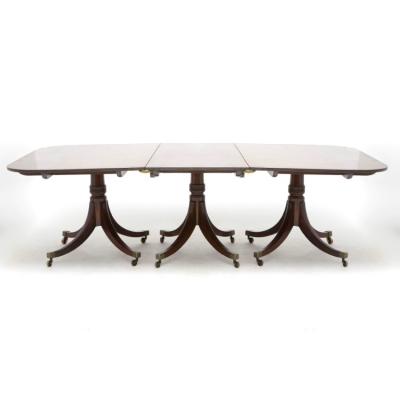 Early 19th Century Regency Mahogany Triple Pedestal Dining Table