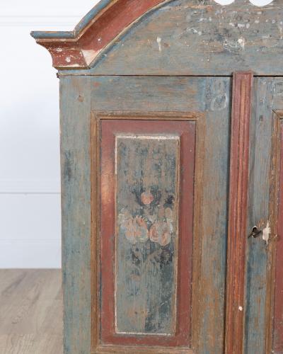 Early 19th Century Swedish Painted Wall Cabinet in Larch Dated 1818