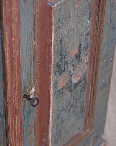 Early 19th Century Swedish Painted Wall Cabinet in Larch Dated 1818