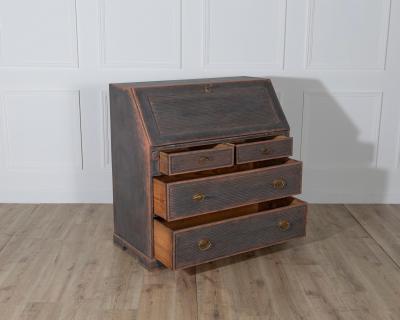 Early 19th Century Swedish Secretary in Black with Painted Interior circa 1810