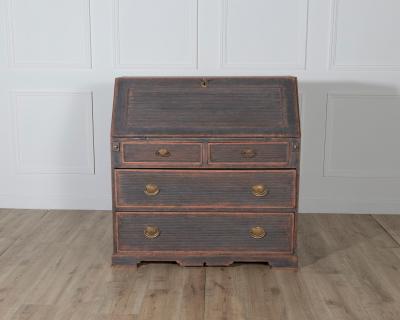 Early 19th Century Swedish Secretary in Black with Painted Interior circa 1810