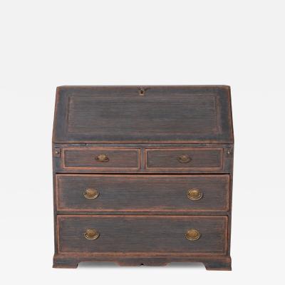 Early 19th Century Swedish Secretary in Black with Painted Interior circa 1810