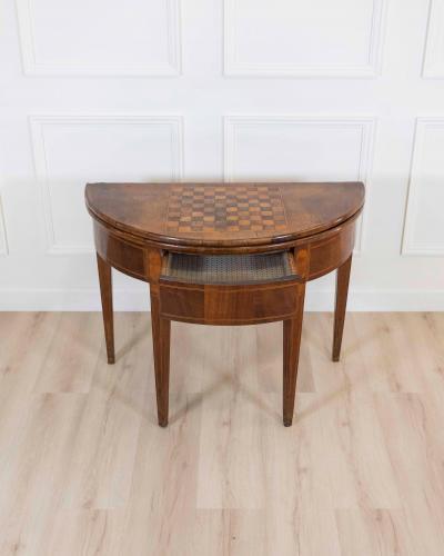 Early 19th Century Walnut Half Moon Game Table