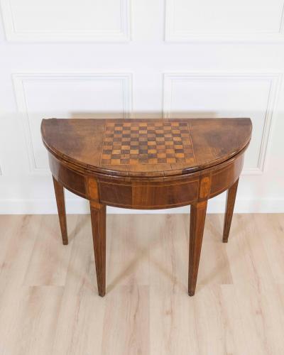 Early 19th Century Walnut Half Moon Game Table