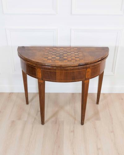 Early 19th Century Walnut Half Moon Game Table