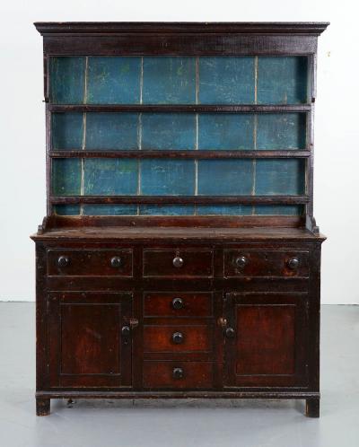 Early 19th c Blue Painted English Dresser