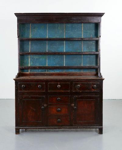 Early 19th c Blue Painted English Dresser