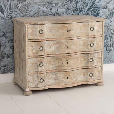 Early 19th c Danish Baroque Arbal te Shaped Commode in Original Patina