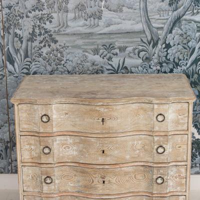 Early 19th c Danish Baroque Arbal te Shaped Commode in Original Patina