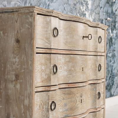 Early 19th c Danish Baroque Arbal te Shaped Commode in Original Patina