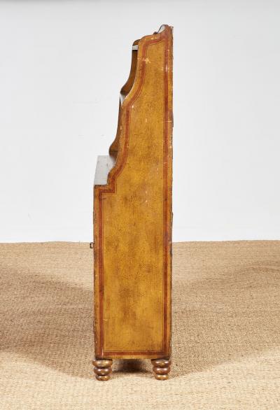 Early 19th c English Painted Waterfall Bookcase Cabinet