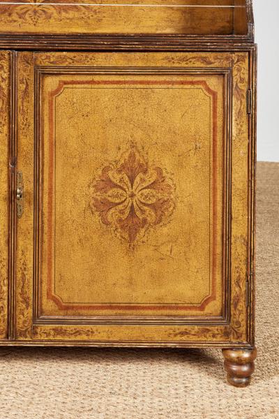 Early 19th c English Painted Waterfall Bookcase Cabinet