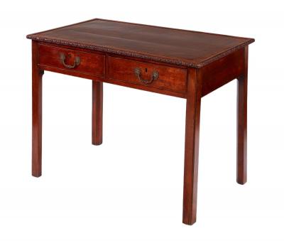 Early 19th c English Two Drawer Leather Top Writing Table