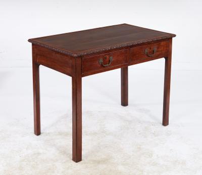 Early 19th c English Two Drawer Leather Top Writing Table