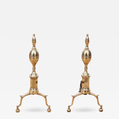 Early 19th c Federal Lemon Top Andirons