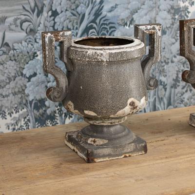 Early 19th c French Pair of Directoire Style Iron Urns