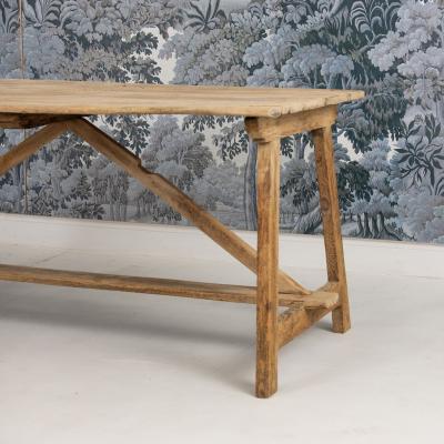 Early 19th c Italian Pine Trestle Table in Original Patina